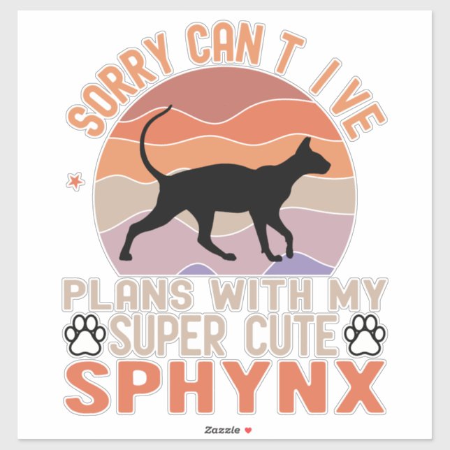 Sticker J'ai des plans avec mon chat Sphynx (Feuille)