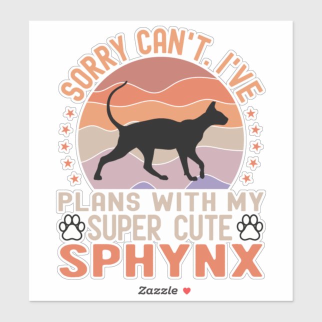 Sticker J'ai des plans avec mon chat Sphynx (Feuille)