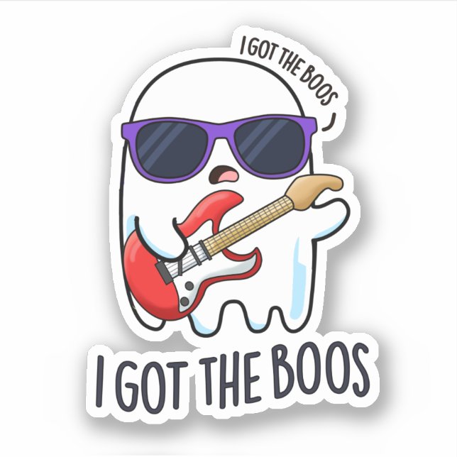 Sticker J'Ai Obtenu Boos Funny Halloween Music Ghost Pun (Devant)