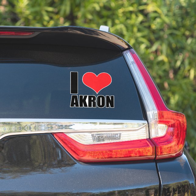 Sticker J'aime Akron (Côté voiture)
