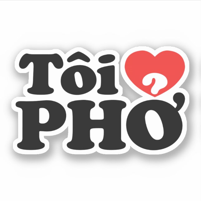 Sticker J'aime (Amour) Pho (Tôi ❤ PHỞ) Langue Vietnamienne (Devant)