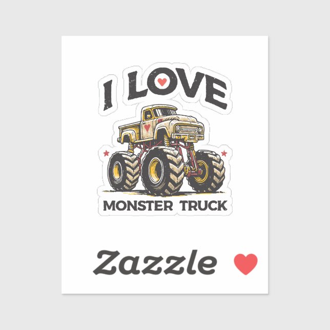 Sticker J'aime Camion Monster (Feuille)