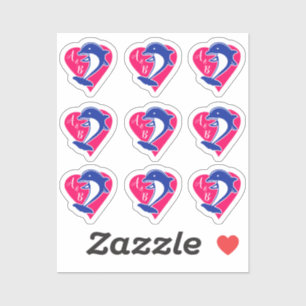 Sticker J'aime cœur de dauphin