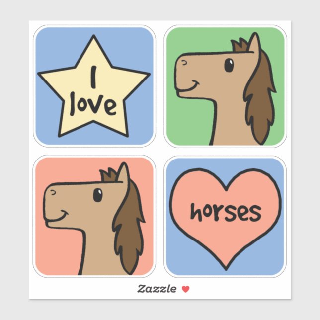 Sticker J'aime des chevaux (Feuille)