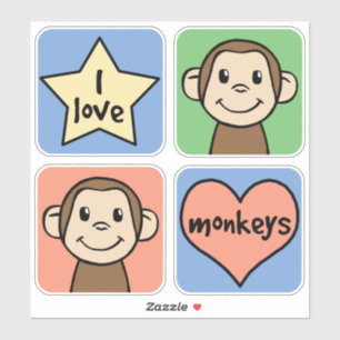Sticker J'aime des singes