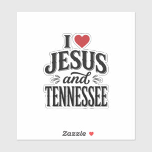 Sticker J'aime Jésus et Tennessee Vintage Design Chrétien