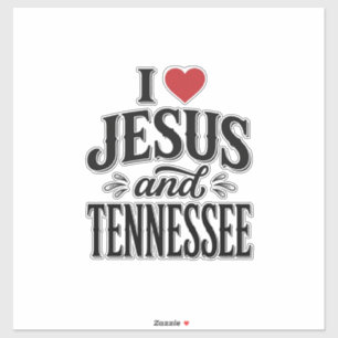 Sticker J'aime Jésus et Tennessee Vintage Design Chrétien