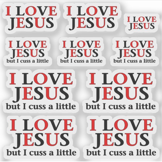 Sticker J'aime Jésus, mais j'ai un peu de Contour Drôle Co (Devant)