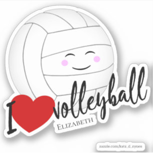 Sticker J'aime la typographie du volley-ball mignonne kawa