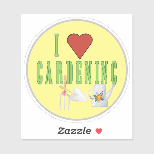 Sticker J'aime le jardinage Texte illustré  Vinyle (Feuille)