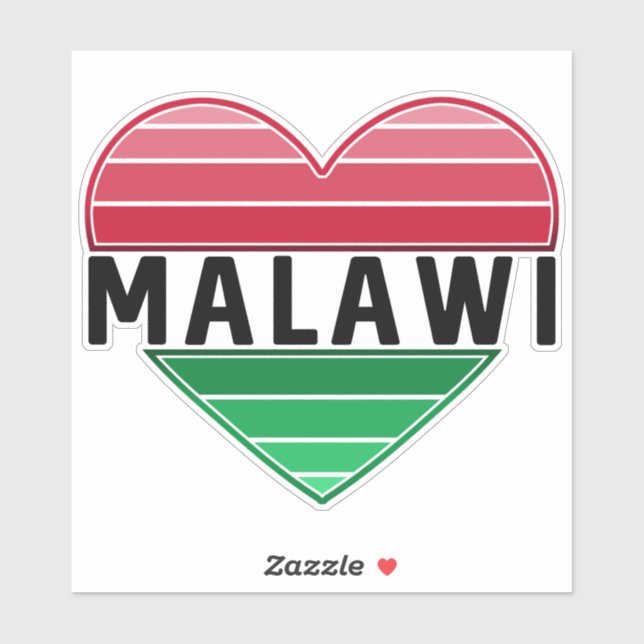 Sticker J'aime le Malawi, le coeur du Malawi (Feuille)