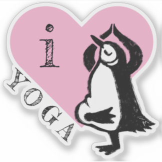 Sticker J'aime le pingouin de Yoga
