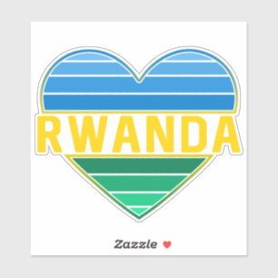 Sticker J'aime le Rwanda, le coeur rwandais rwandais
