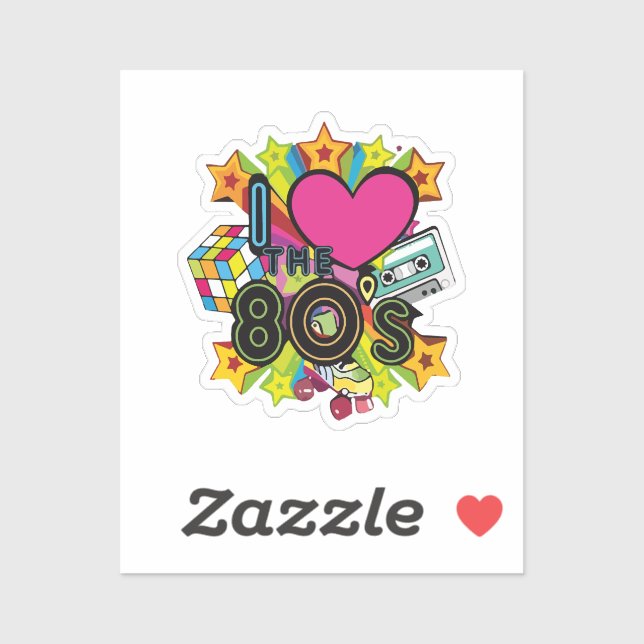Sticker j'aime les années 80 (Feuille)