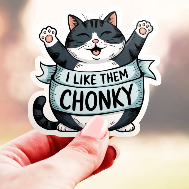 Sticker J'aime les chats dodus Vinyle drôle de chat (Créateur téléchargé)