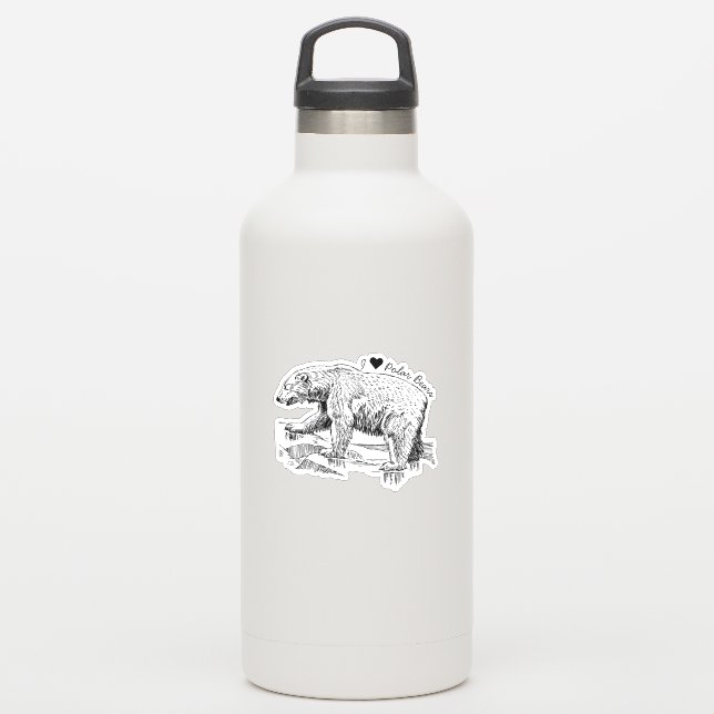 Sticker J'aime les ours polaires (Gourde)
