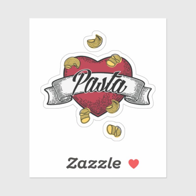 Sticker J'aime les pâtes (Feuille)