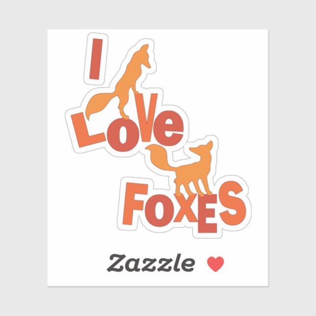 Sticker J'Aime Les Renards (Feuille)