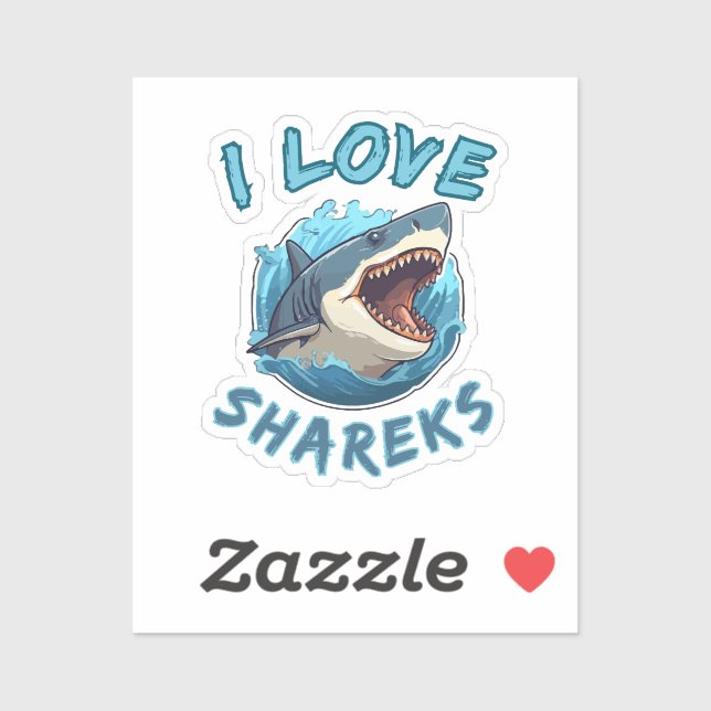 Sticker J'aime les requins Fisher (Feuille)