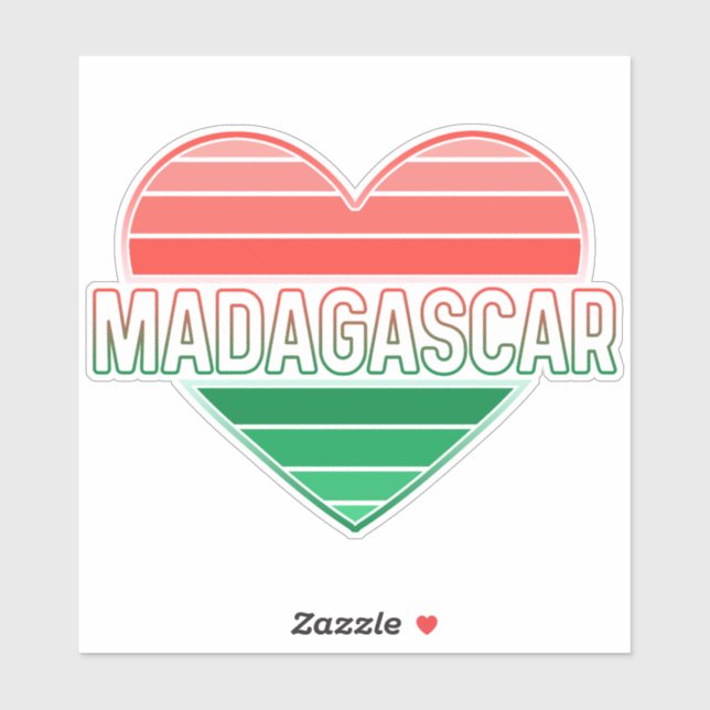 Sticker J'aime Madagascar, coeur malgache (Feuille)