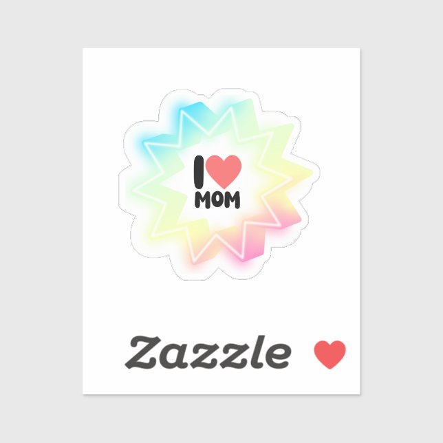 Sticker J'aime Maman Étoile Néon Colorée (Feuille)