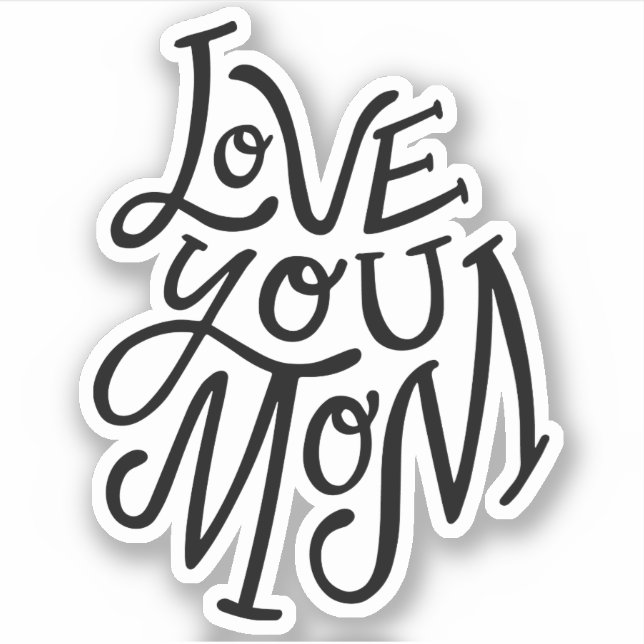 Sticker J'aime maman. Jour des mères en noir blanc (Devant)