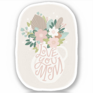 Sticker J'aime maman. Mignonne lettre florale aux mères jo