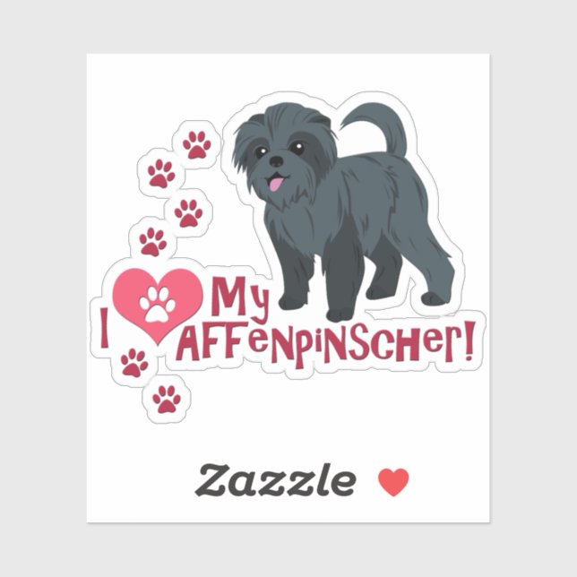 Sticker J'Aime Mon Affenpinscher ! (Feuille)