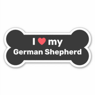 Sticker J'Aime Mon Berger Allemand Black Custom Chien Os
