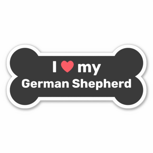 Sticker J&#x27;Aime Mon Berger Allemand Black Custom Chien Os (Devant)