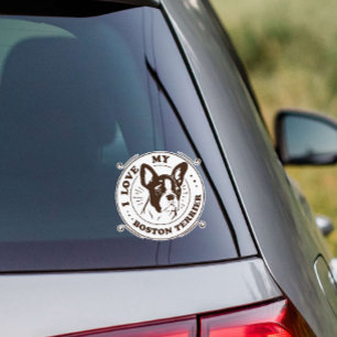 Sticker J'Aime Mon Boston Terrier Vinyl