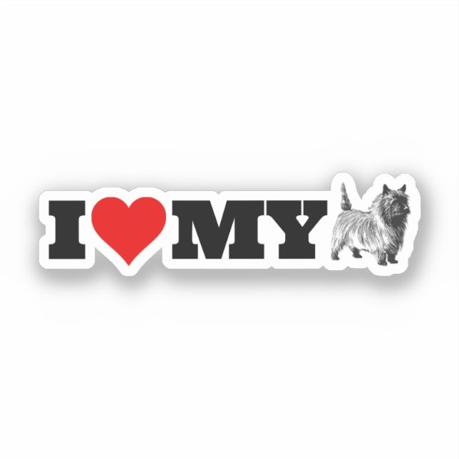 Sticker J'Aime Mon Cairn Terrier (Recto)