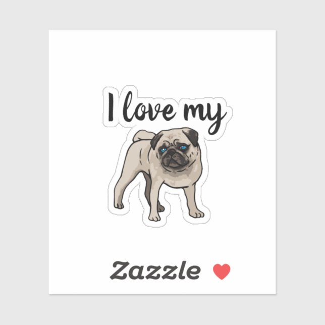 Sticker J'aime mon Carlin (Feuille)