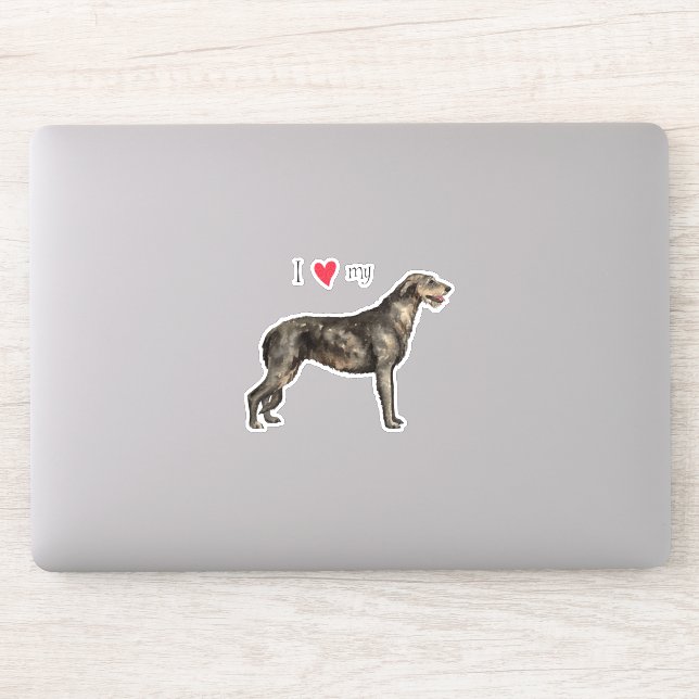 Sticker J'aime mon chevalet de vinyle Wolfhound irlandais (Ordinateur)