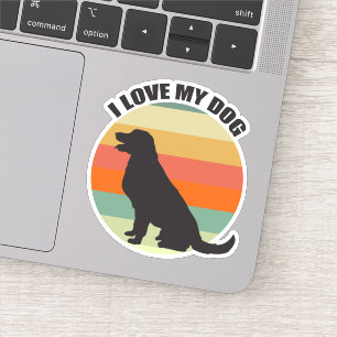Sticker J'Aime Mon Chien Mignonne Golden Retriever Sunset