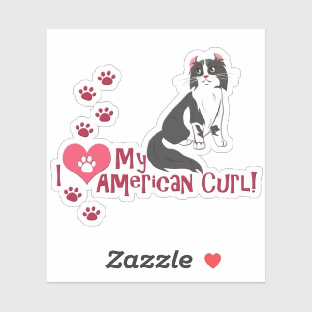 Sticker J'Aime Mon Curl Américain ! (Feuille)