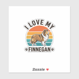 Sticker J'aime mon design de t-shirt avec le nom Finnegan