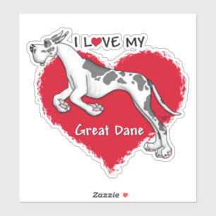 Sticker J'aime mon harlequin great dane