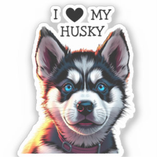 Sticker J'Aime Mon Husky