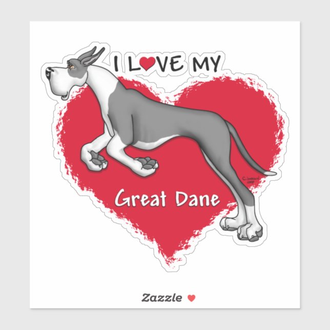 Sticker J'aime mon manteau Great Dane (Feuille)