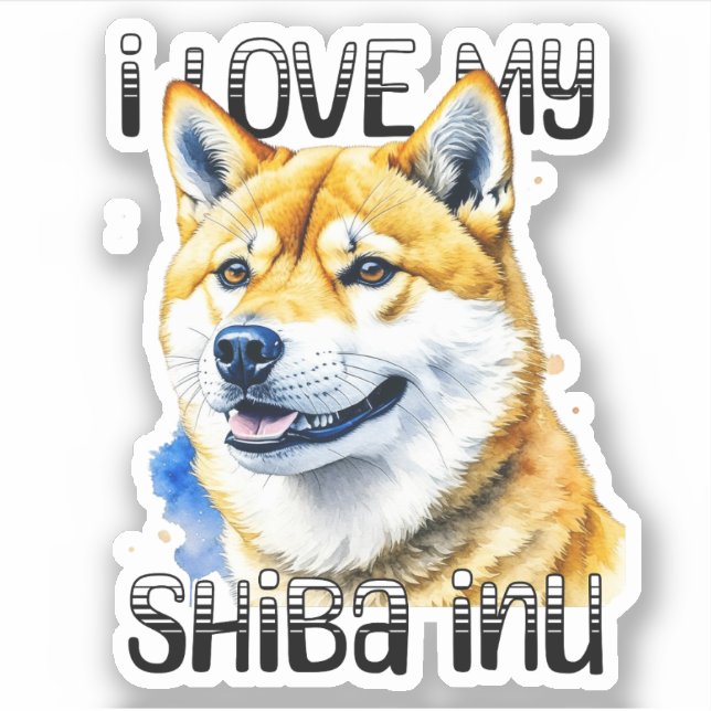 Sticker J'Aime Mon Shiba Inu | Propriétaire de chien (Devant)