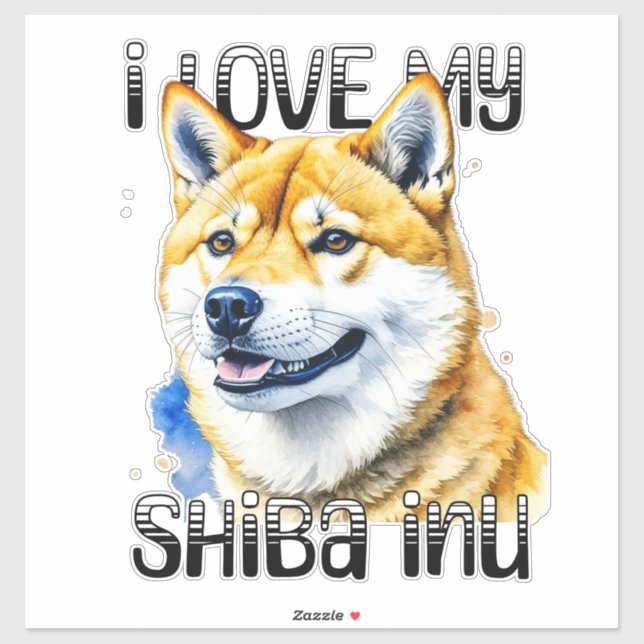 Sticker J'Aime Mon Shiba Inu | Propriétaire de chien (Feuille)
