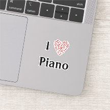 J'aime Piano Coeur Rouge Notes de Musique Vinyle
