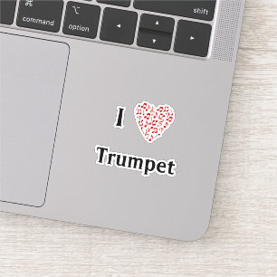 Sticker J'aime Trompette Coeur Rouge de Notes de Musique V