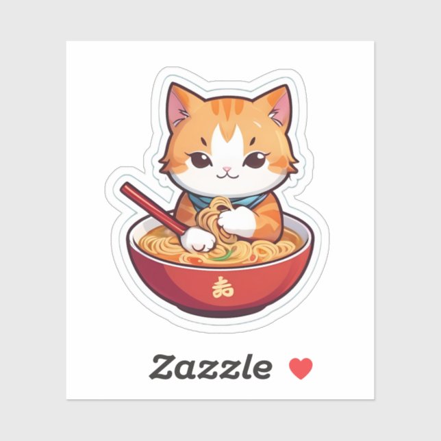 Sticker J'Aime Vraiment Ramen Cat (Feuille)