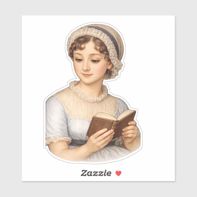 Sticker Jane Austen en lecture  (Feuille)