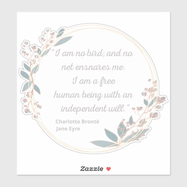 Sticker Jane Eyre Citation II - Style mignon (Feuille)