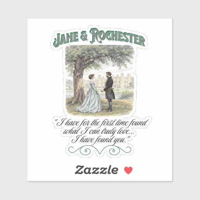Sticker Jane & Rochester Thornfield Hall Romantic Quote (Feuille)