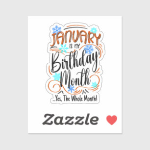 Sticker Janvier Anniversaire Mois, Tout Mois, Anniversaire