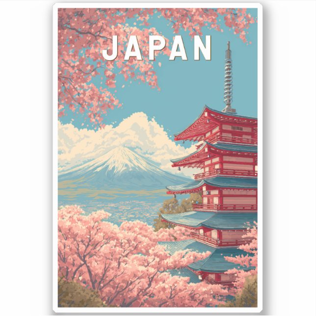 Sticker Japan Illustration Travel Art Vintage (Devant)